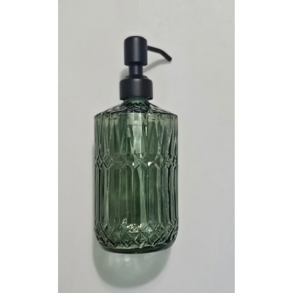 JASAI Green Glass Dispenser Matte Black Pump Dazzle 18oz Bathroom Kitchen